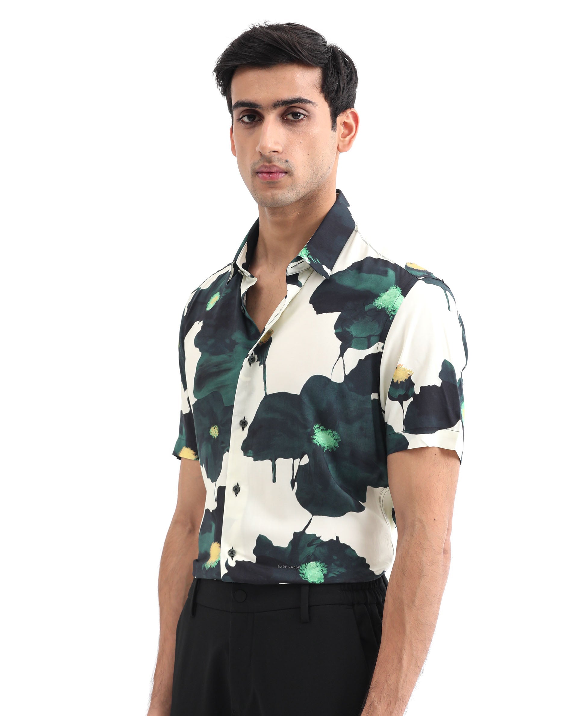 Men's Green Casual Regular Fit Printed Half Sleeves Shirt