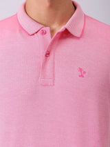 Men's Pink Casual Self-Design Half Sleeves Tshirt