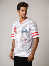 Men's White Casual Oversized Fit Printed Half Sleeves Tshirt