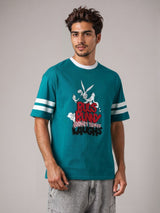 Men's Green Casual Oversized Fit Printed Half Sleeves Tshirt