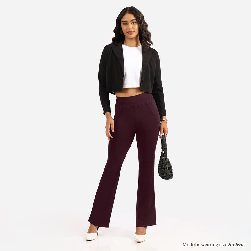 Women's Purple Solid Sports High Rise Trouser