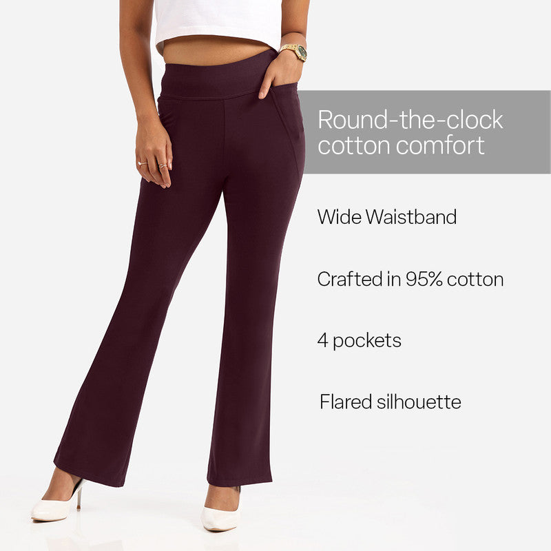 Women's Purple Solid Sports High Rise Trouser