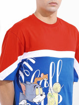 Men's Red Casual Printed Half Sleeves Tshirt