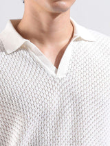 Men's White Casual Slim Fit Solid Half Sleeves Tshirt