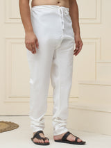Men's Pure Cotton Solid Cream Churidaar Pyjama
