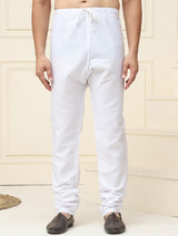 Men's Pure Cotton Solid White Churidaar Pyjama