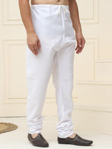 Men's Pure Cotton Solid White Churidaar Pyjama
