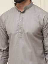 Men's Grey Full Sleeves Short Kurta