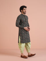 Men's Black Festive Printed Kurta