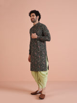 Men's Black Festive Printed Kurta
