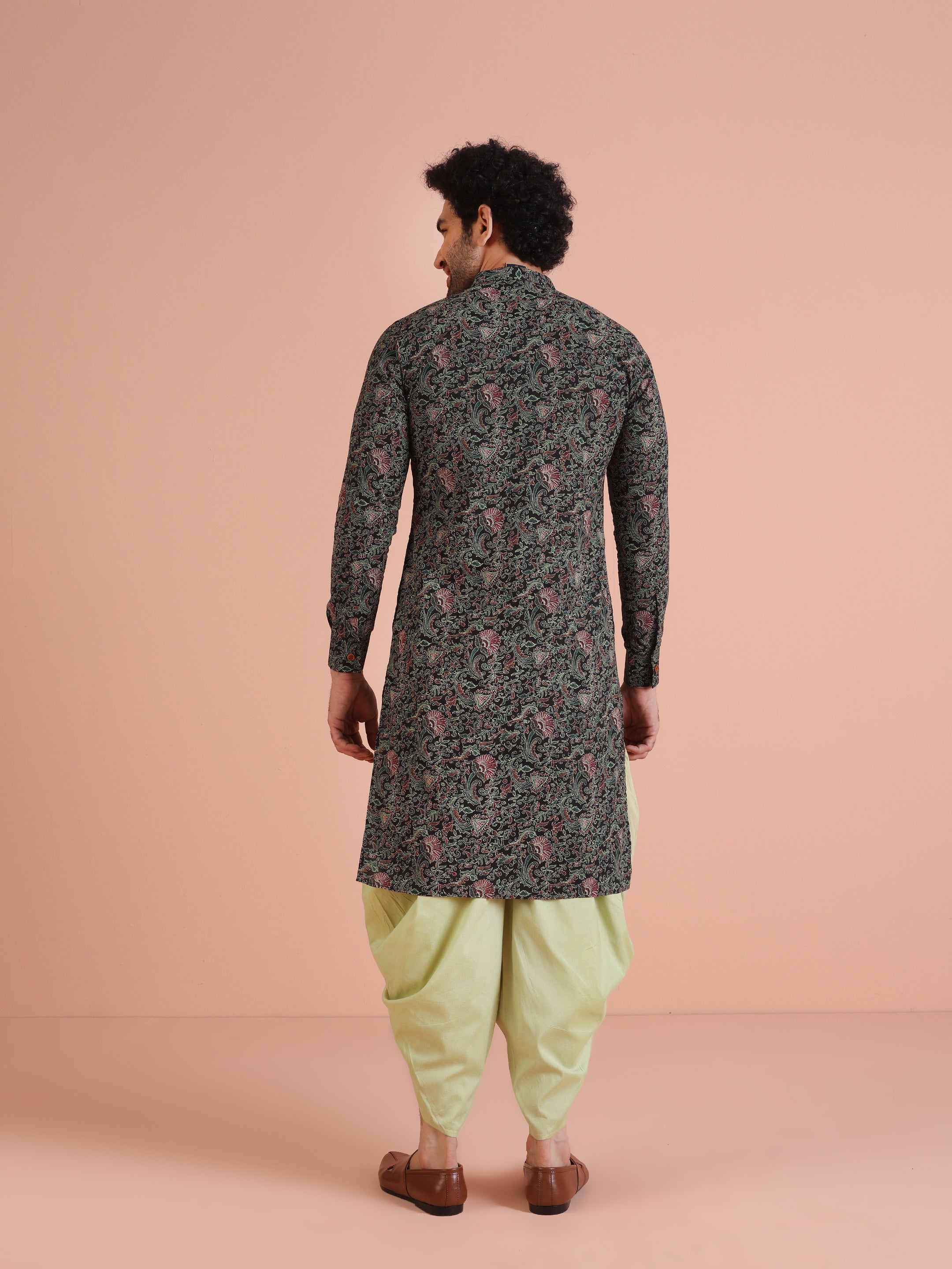 Men's Black Festive Printed Kurta