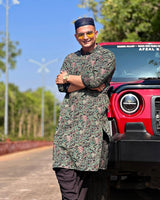 Men's Black Festive Printed Kurta
