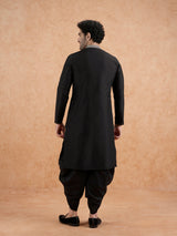 Men's Black Cotton Silk Festive Kurta