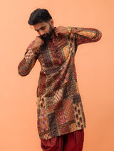 Men's Multicolor Cotton Printed Festive Kurta