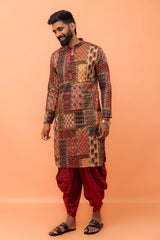 Men's Multicolor Cotton Printed Festive Kurta