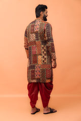 Men's Multicolor Cotton Printed Festive Kurta