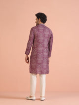 Men's Maroon Art Silk Paisley Printed Festive Kurta