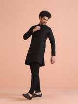 Men's Black Festive Solid Kurta