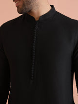 Men's Black Festive Solid Kurta