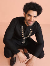 Men's Black Festive Solid Kurta