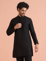 Men's Black Festive Solid Kurta