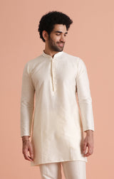Men's Off White Festive Solid Kurta