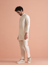 Men's Off White Festive Solid Kurta