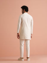 Men's Off White Festive Solid Kurta
