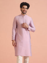 Men's Onion Pink Festive Solid Kurta
