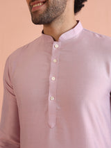 Men's Onion Pink Festive Solid Kurta