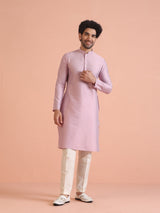 Men's Onion Pink Festive Solid Kurta