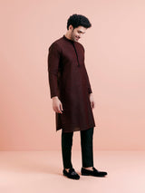 Men's Maroon & Black Festive Textured Kurta
