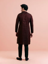 Men's Maroon & Black Festive Textured Kurta