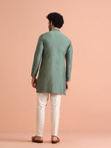 Men's Green Festive Solid Kurta
