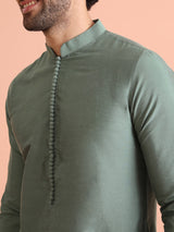 Men's Green Festive Solid Kurta