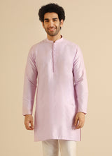 Men's Lavender Festive Solid Kurta