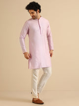 Men's Lavender Festive Solid Kurta