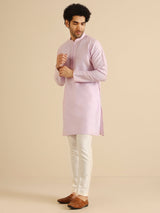 Men's Lavender Festive Solid Kurta