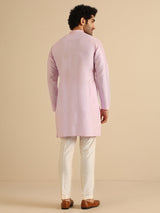 Men's Lavender Festive Solid Kurta