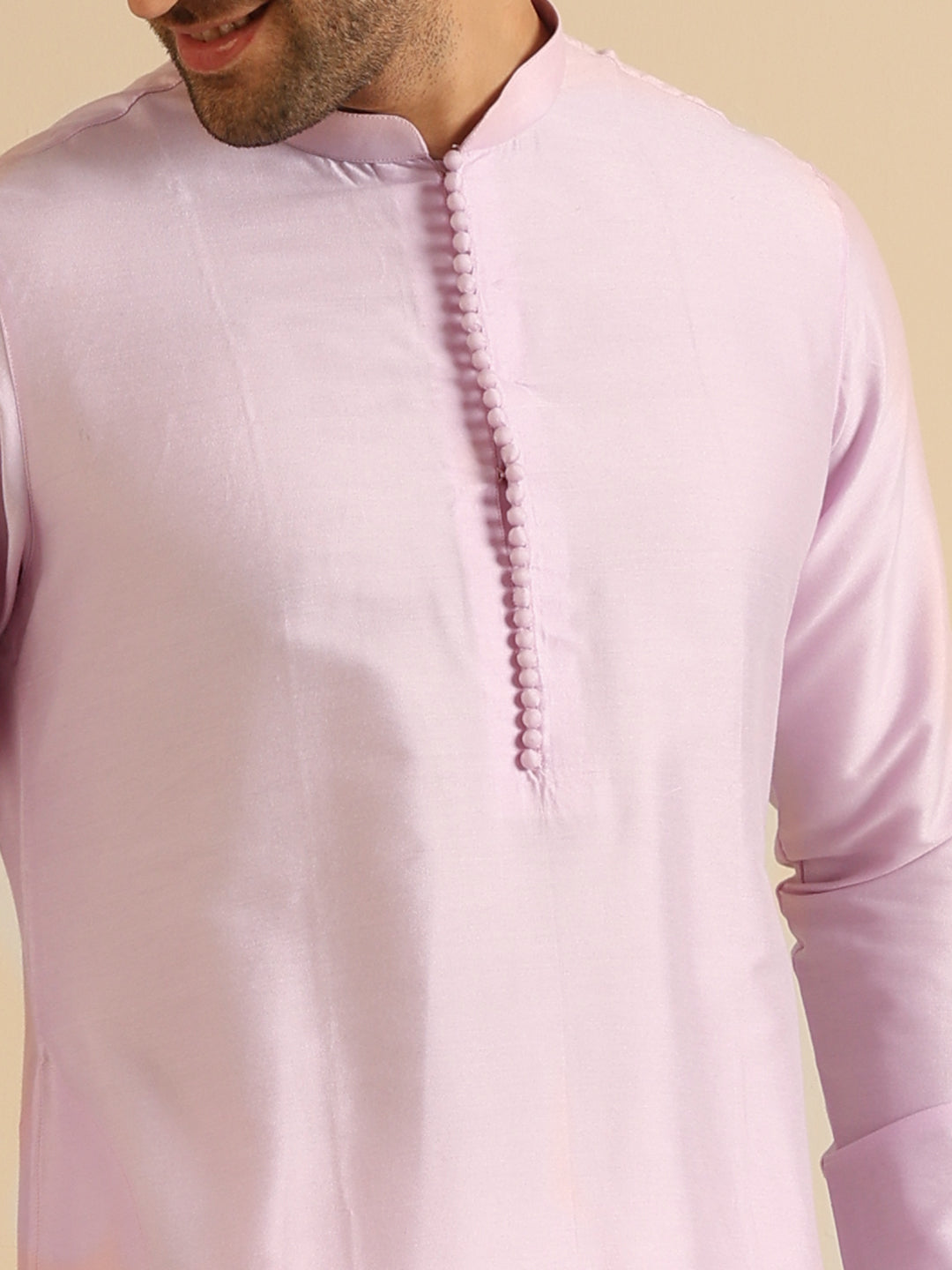 Men's Lavender Festive Solid Kurta
