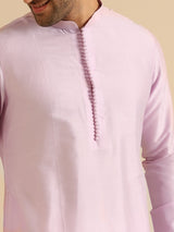 Men's Lavender Festive Solid Kurta