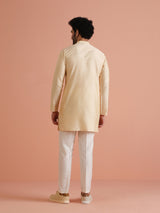 Men's Cream Festive Regular Fit Solid Kurta