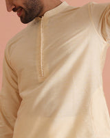 Men's Cream Festive Regular Fit Solid Kurta