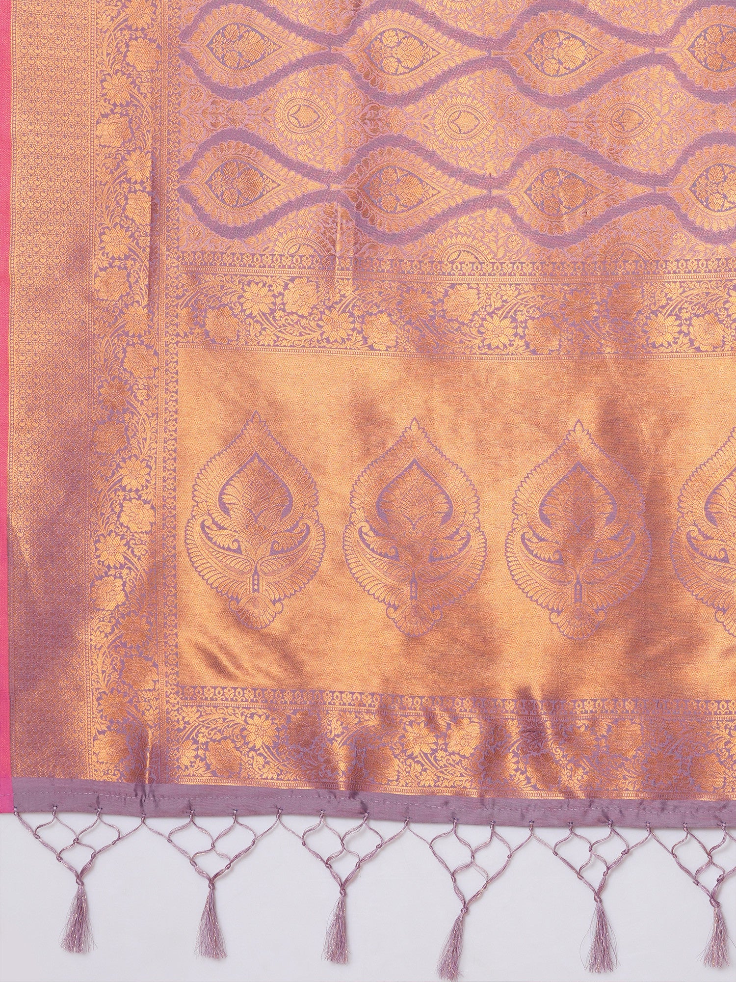 Women's Silk Blend Pink Woven Design Designer Saree with Blouse Piece