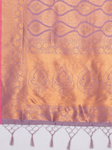 Women's Silk Blend Pink Woven Design Designer Saree with Blouse Piece