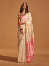 Women's Off White Festive Banarasi Saree