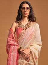 Women's Off White Festive Banarasi Saree