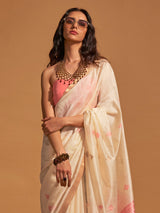 Women's Off White Festive Banarasi Saree