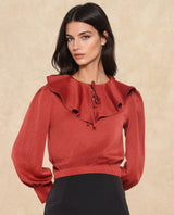 Women's Red Casual Full Sleeves Top