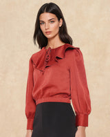 Women's Red Casual Full Sleeves Top